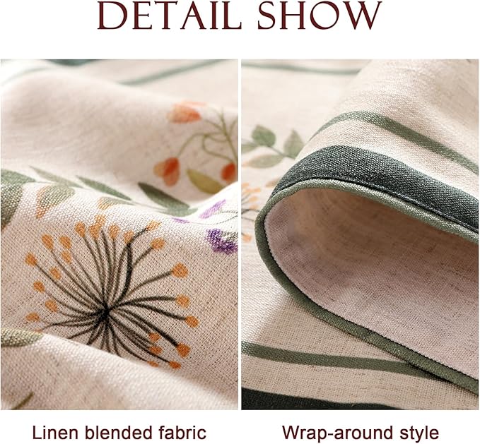 Designer Linen Small Table Runner,French Farmhouse Shabby Chic Floral Pattern 63 Inches Long Wrinkle Free Table Runners,Decor Tabletop for Kitchen,Dining,Party,Home,Christmas,12"*63"
