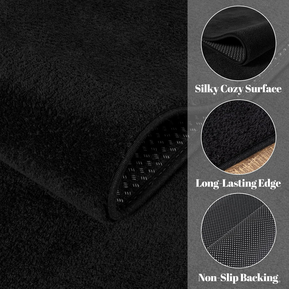 Black Hallway Runner Rug, 2x8 Modern Kitchen Runner Rug Non Slip
