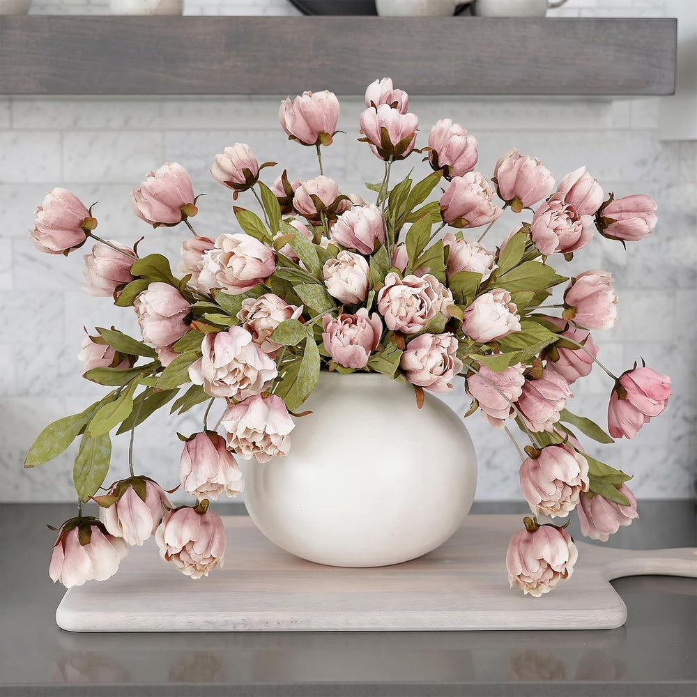 27 Inches 9 PCS Artificial Flowers Stems Peonies - Blush Brown