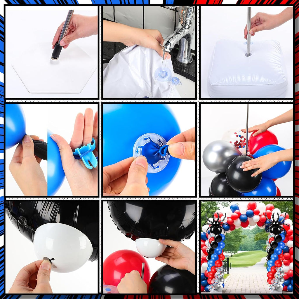 Kasyat 2 Sets Spider Balloon Column Stand Kits with 100 Latex Balloons