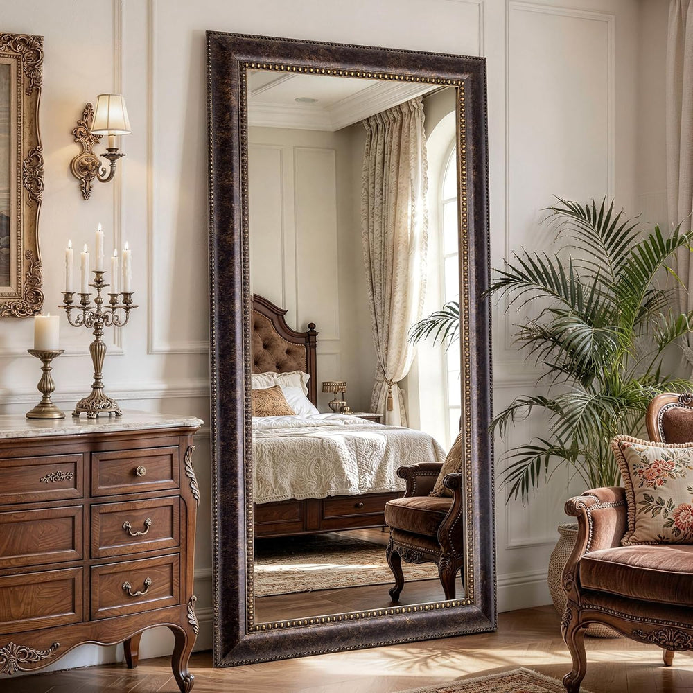 Large Mirror Full Length, Antique Bronze Solid Wood, 62.2"×32.7"