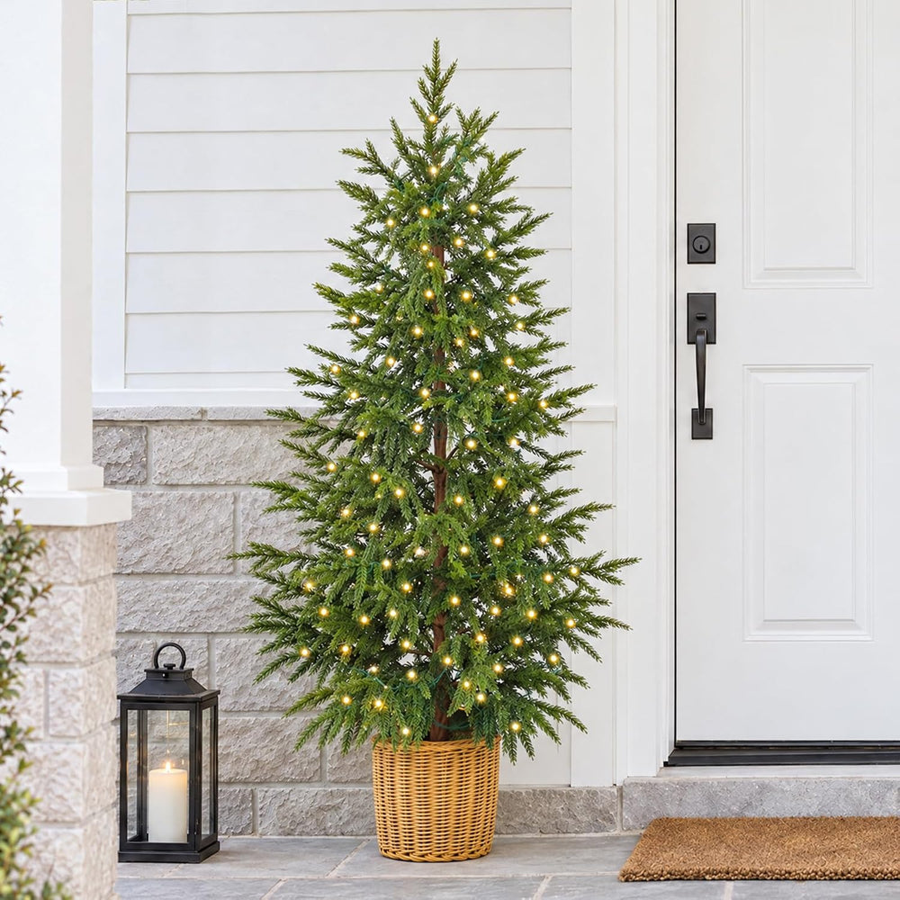 Christmas Decorations - 1pack 4FT Pre-Lit Artificial Norfolk Pine Tree