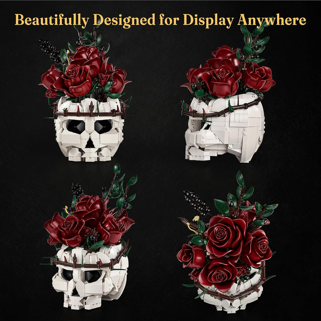 skull building set for adult gothic horror skeleton on a desk or shelf