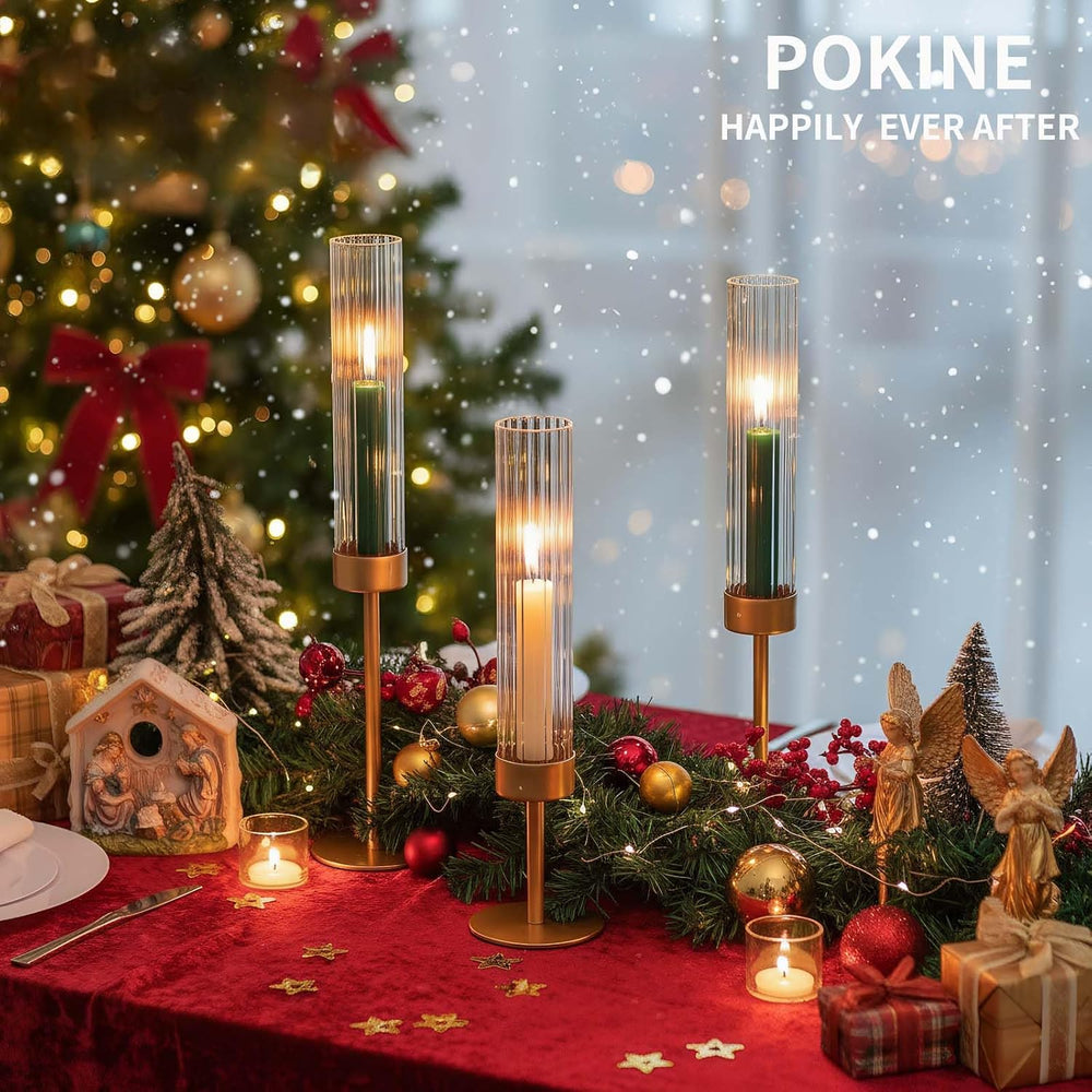 POKINE Gold Candle Holders Set of 6 for Taper Candle Holders