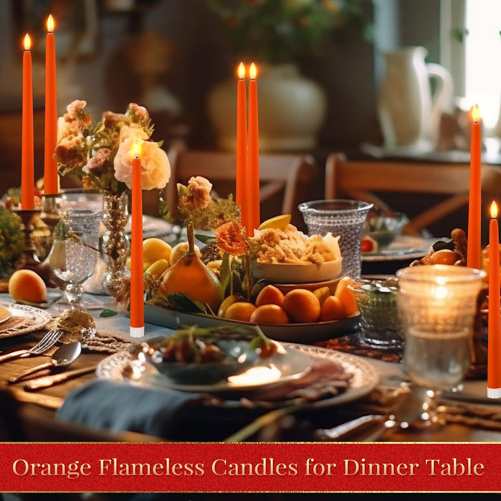 Macarrie 24 Packs Flameless Taper Candles Battery LED 11",Orange