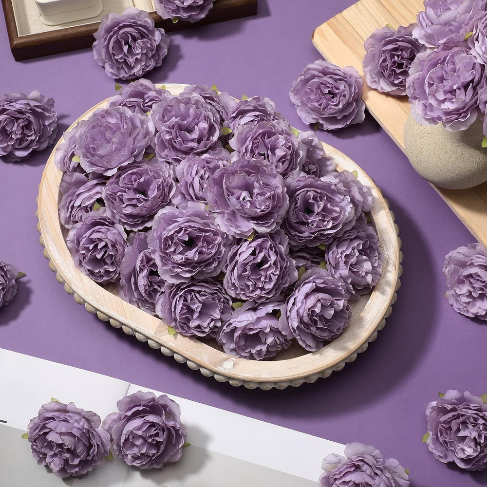 100 Pcs Long Stem Artificial Fake Roses Flowers, Purple