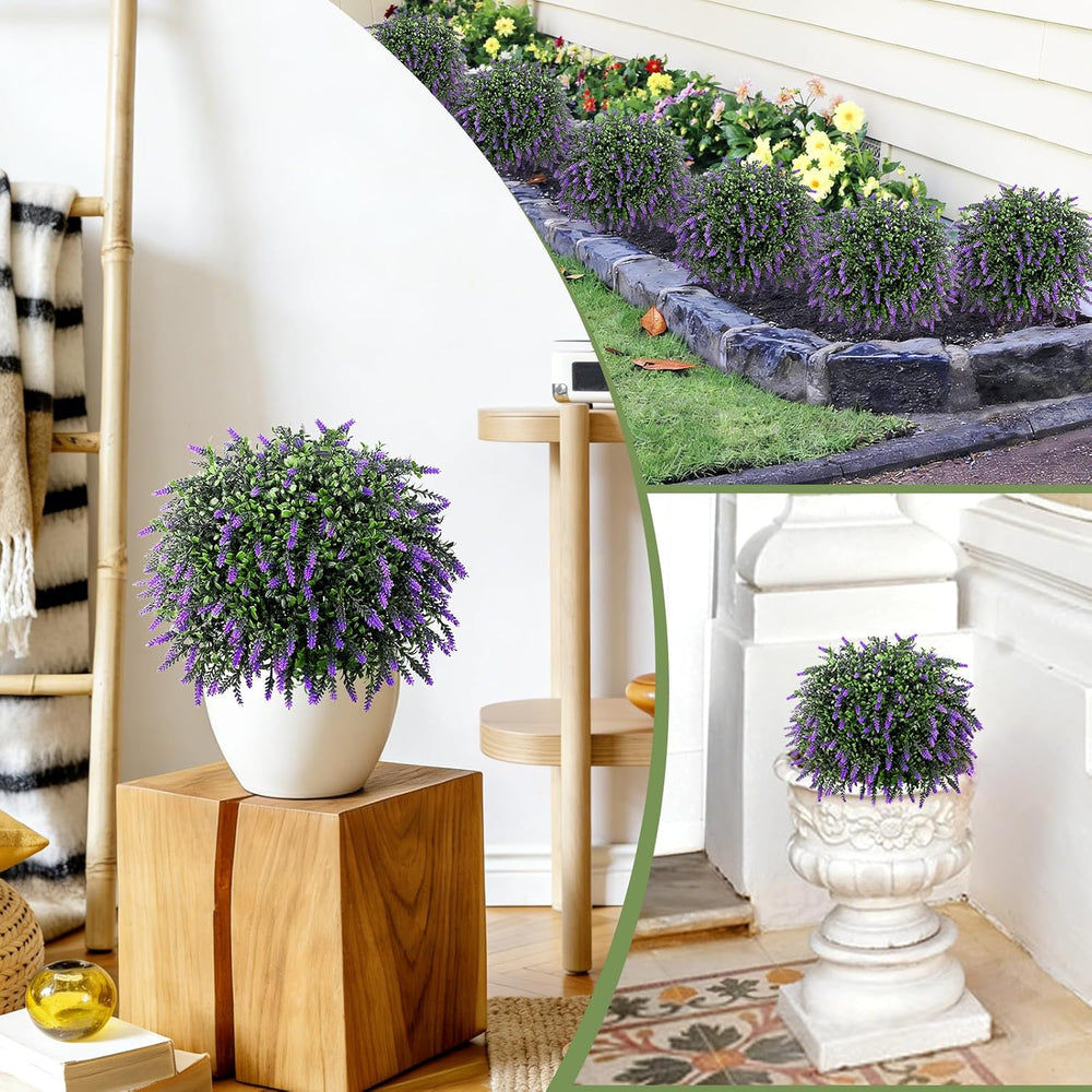 2 Pack Lavender Topiary Bushes, 25" Artificial Flowers for Outdoors