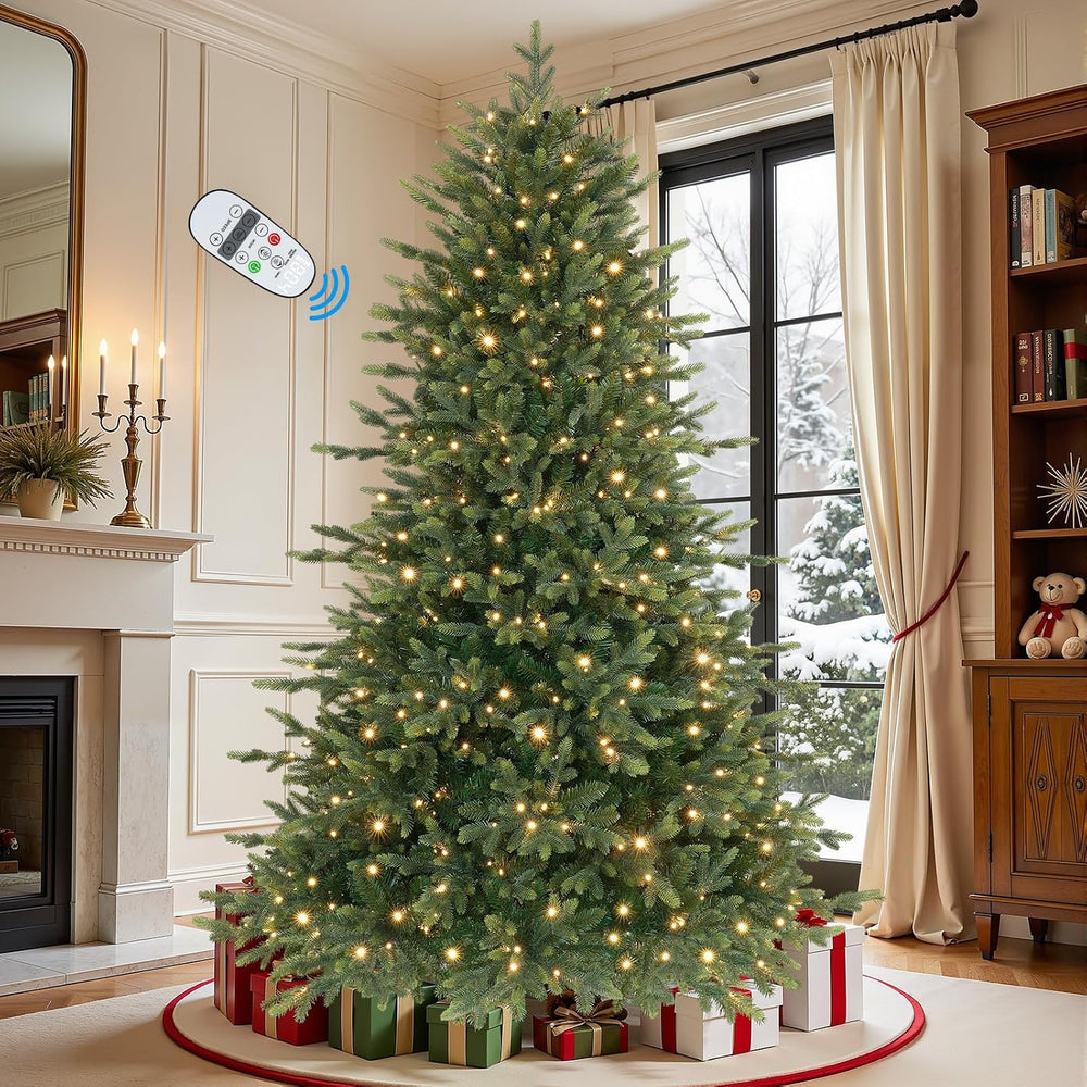 SHareconn 7ft Prelit Artificial Fir Christmas Tree with Dual Color Lights