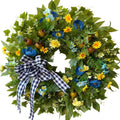 WANNA-CUL 24 Inch Blue Yellow Summer Wreath for Front Door All Season Decor