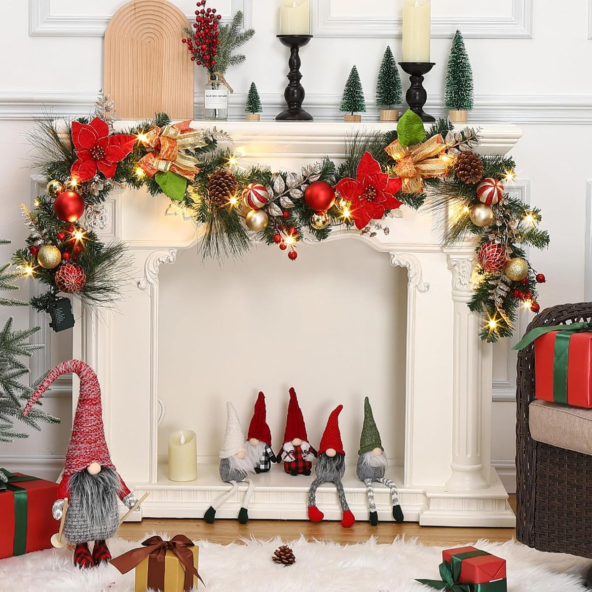 Garvee 6 FT Pre-Lit Christmas Garland with 20 LED Lights & 8 Modes