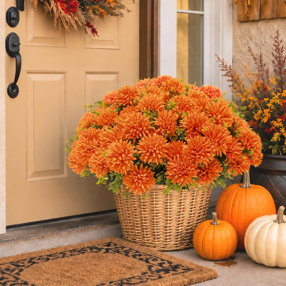 lovemoon 12 Pcs Outdoor Artificial Mum Marigold Flowers for Day of the Dead