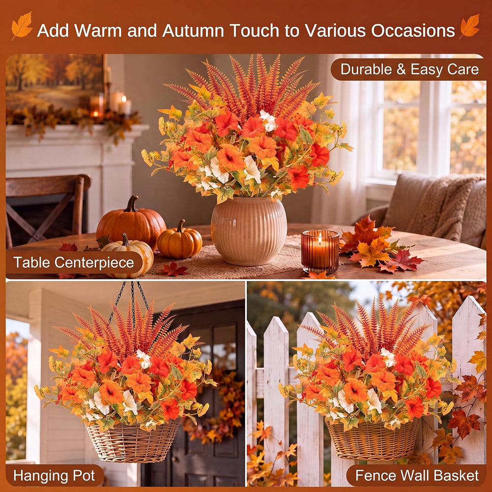 Artificial Fall Flowers for Outdoors, Full Fake Petunias Decoration