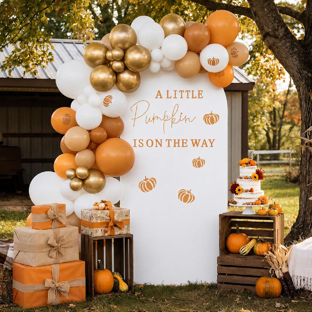 Hunnmingre A Little Pumpkin Is on the Way Thanksgiving Shower Arch Cover
