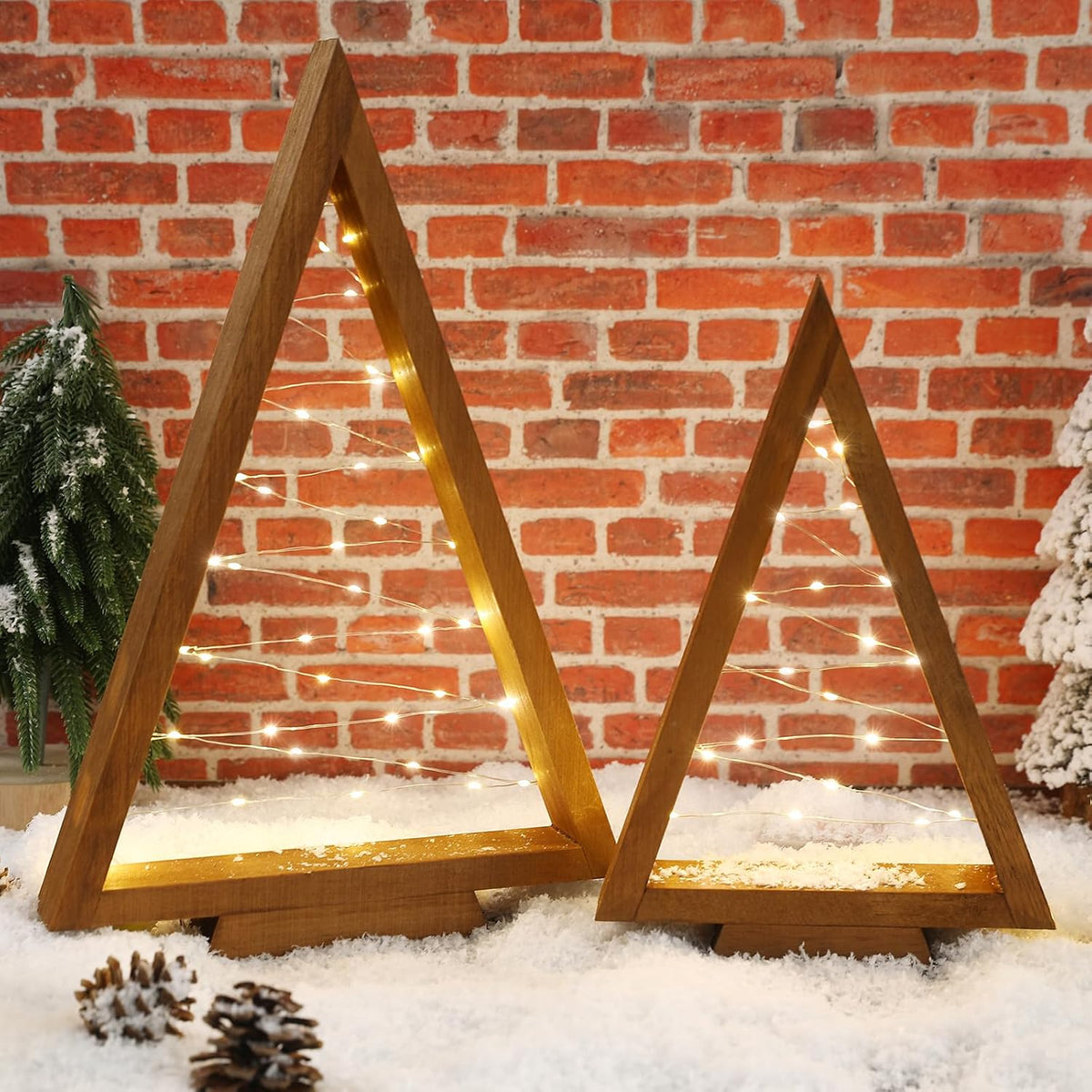 festalmart christmas decorations-2pcs light up wooden christmas tree showing dimensions