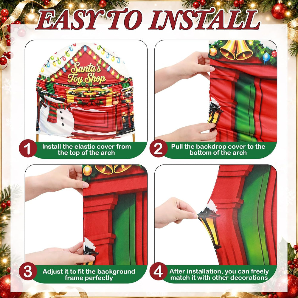 WovWeave Santa's Shop Arch Cover Backdrop Decorations Set of 3