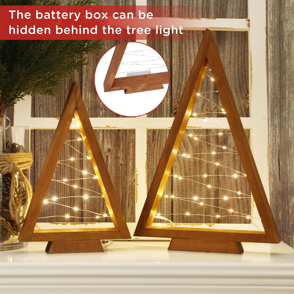 festalmart christmas decorations-2pcs light up wooden christmas tree, package contents