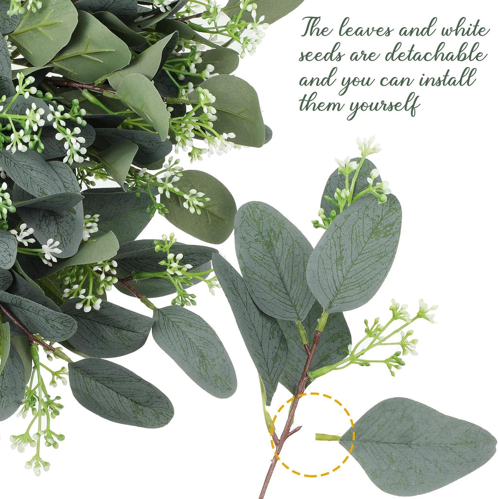 Janinka 90 Pcs Artificial Seeded Eucalyptus Stems Mixed Greenery