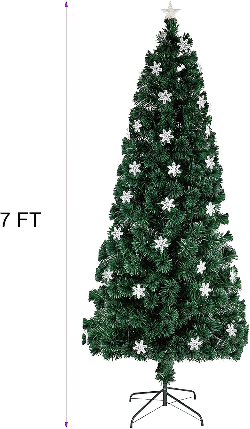 Juegoal 7 ft Pre-Lit Optical Fiber Christmas Artificial Tree, with LED RGB Co...