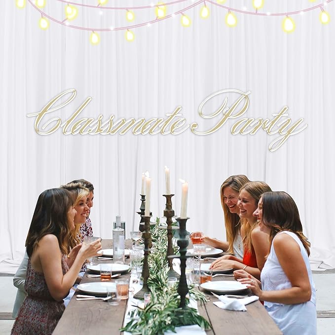 MEETSKY White Backdrop Curtains for Parties - 10ft x 8ft Wedding Photo Background Curtain Rod Pocket Fabric Drapes Panels for Birthday Holiday Party Home Decoration, 5ft x 8ft, 2 Panels