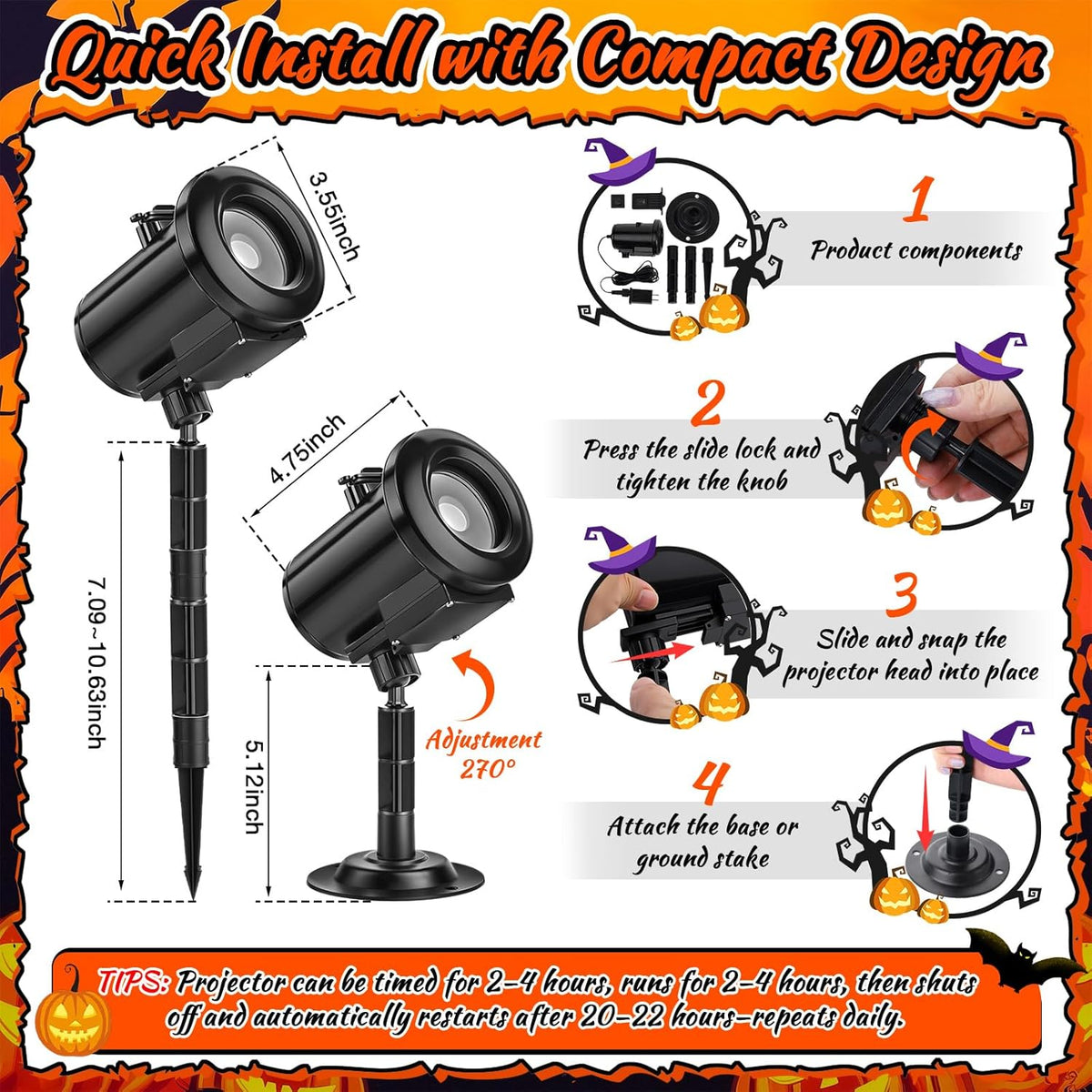 12 in 1 halloween decorations outdoor 3d dynamic, close-up detail