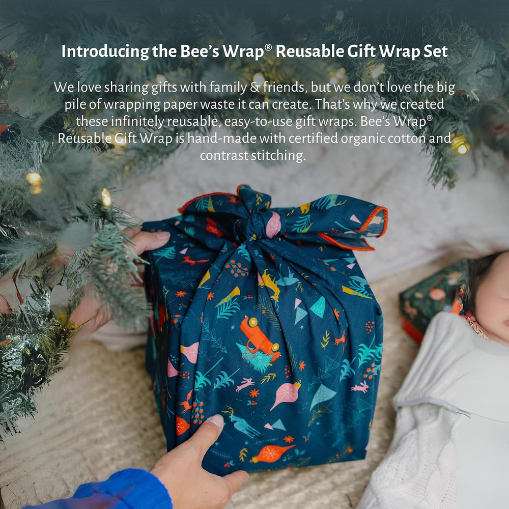 Bee's Wrap Reusable Organic Cotton Fabric Wrapping Paper, Eco Friendly Fu...