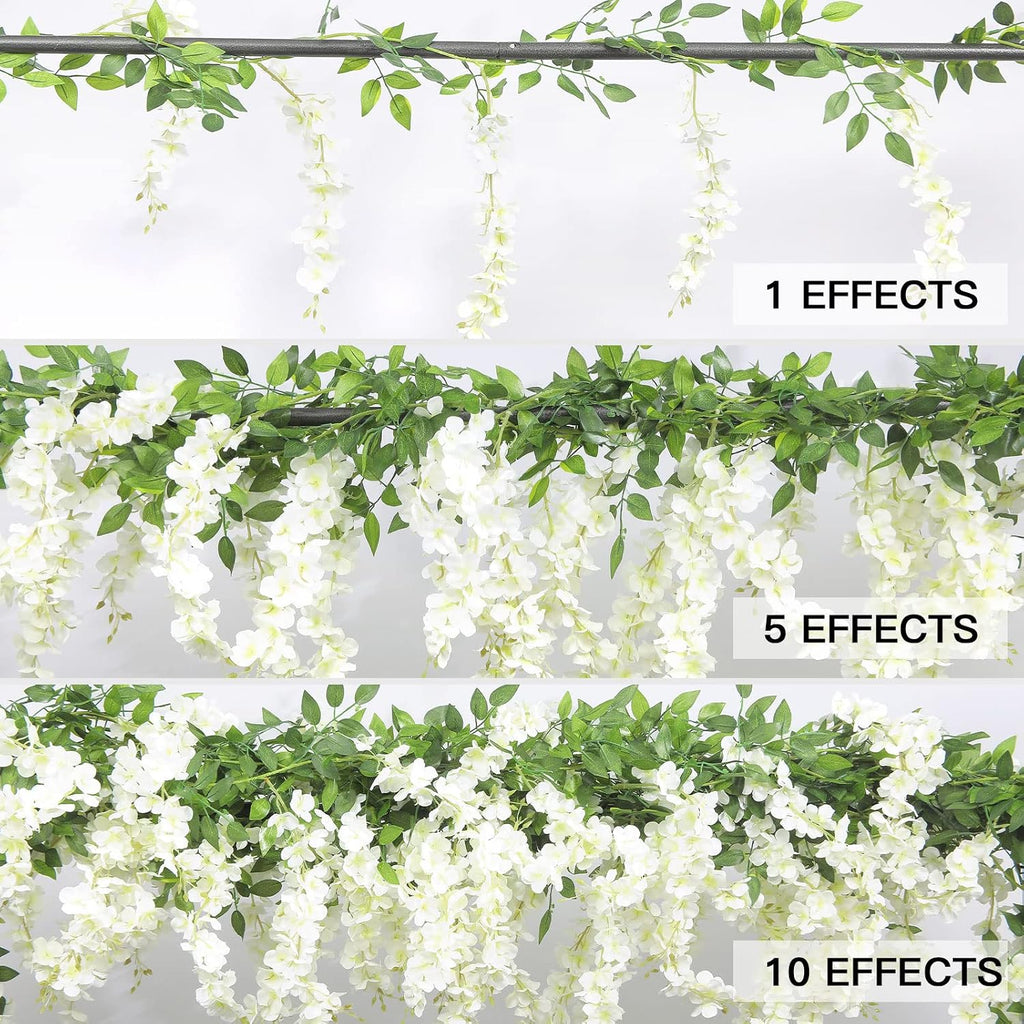 U'Artlines 10Pcs 7.2 Ft/Piece Artificial Wisteria Garland White