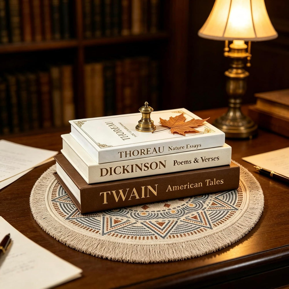 3Pcs Linen Faux Hollow Book Boxes,Home Decor Storage Gift,Brown-Beige-White