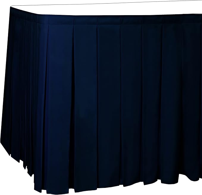 Ultimate Textile Pleat Polyester Fabric Table Skirt - Machine Washable Flame Resistant with Clips for Events, Weddings & Trade Shows, Cut & Sewn in Paterson, NJ - Deep Royal, 14' Box Pleat
