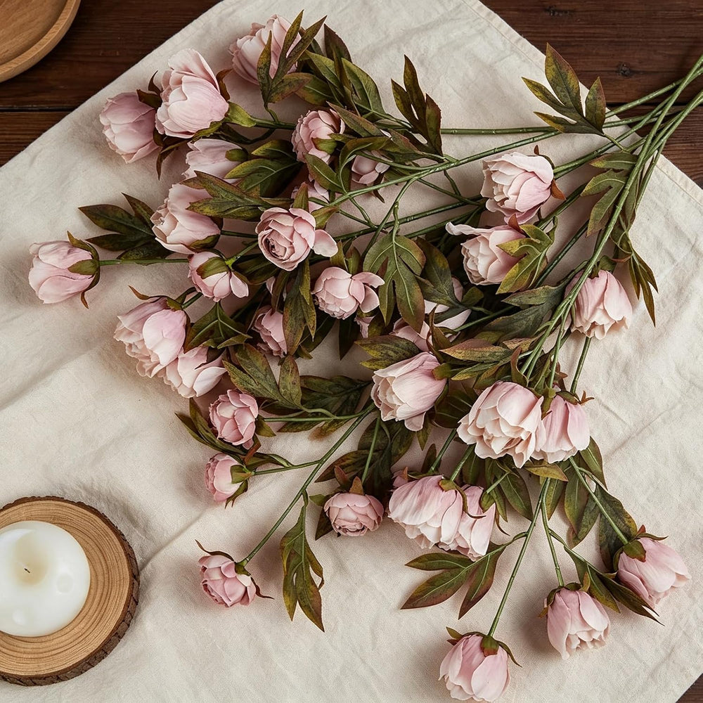 10 Pcs Peonies Artificial Flowers，Faux Flowers For Vase Home Decor