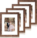 9x12 Picture Frame Set of 4 with Tempered Glass, Wooden Rustic Frame Display 6x8 Pictures with Mat or 9 x 12 Without Mat, Photo Frame for Wall Mount and Tabletop Display