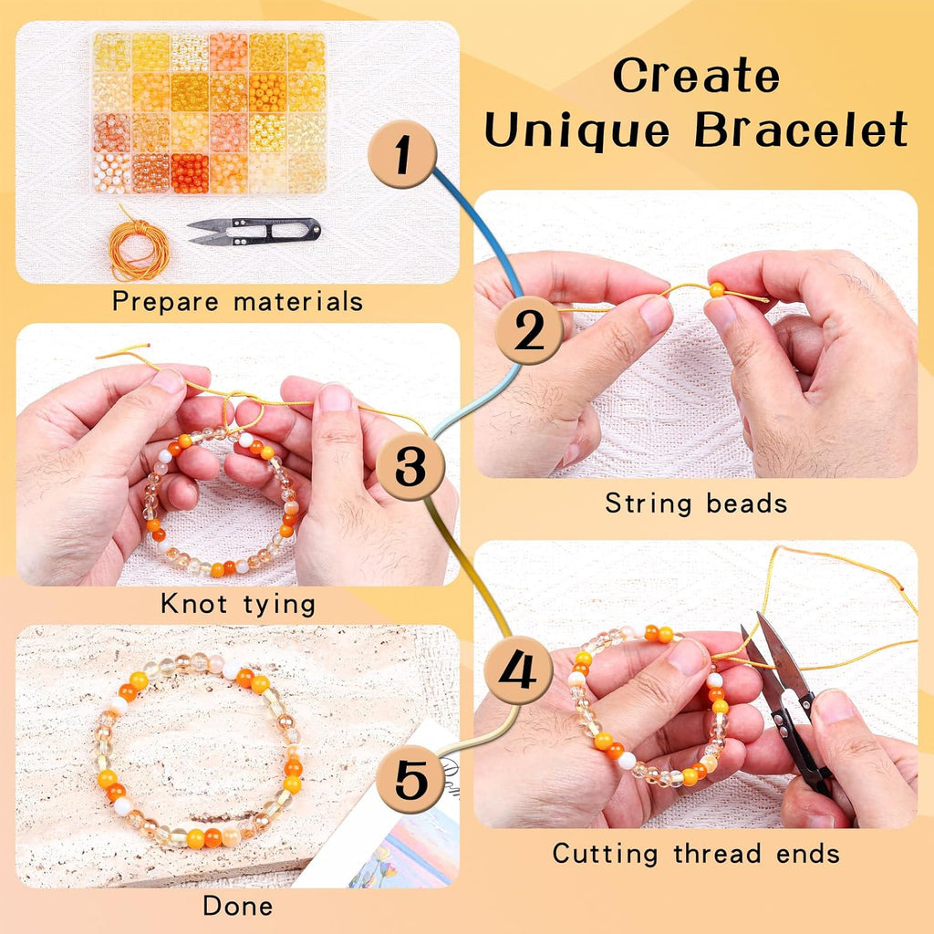 6mm glass beads bracelet making kit, 144 colors, side view