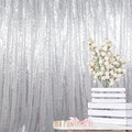 ShinyBeauty Silver Sequin Curtain 2Panels 5FTx10FT Glitter Wedding Backdrop for Photography - Shimmer Payette Fabric Background