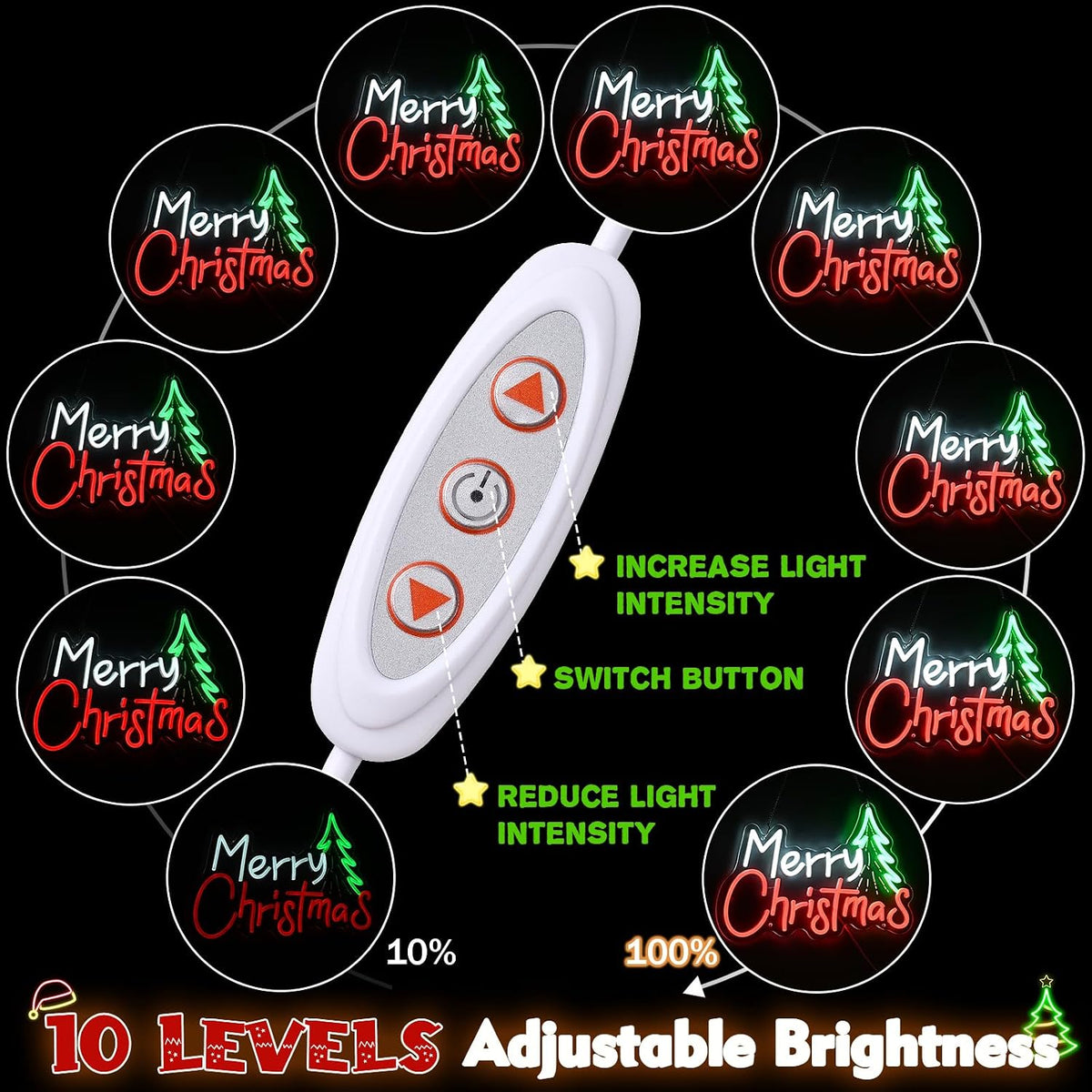 framics merry christmas neon sign for wall decor-10, close-up detail