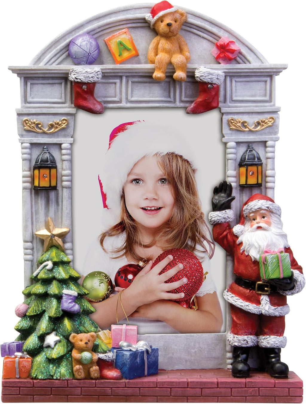 4x6 Light Up Resin Picture Frame w/Santa & Christmas Tree