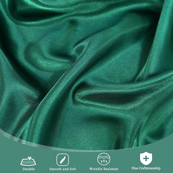 6 Pack 120 Inch Hunter Green Satin Tablecloth - Premium Bright Silky Round Tablecloth Overlay Smooth Fabric Table Cover, Table Decoration for Wedding Party Banquet Events Restaurant Kitchen Dining
