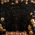 Black Backdrop Curtain with Lights String for Parties,10x10FT Wrinkle Free Black Drapes Wedding Photo Backdrop Curtains for Baby Shower Birthday Ceremony Reception Home Party Decorations