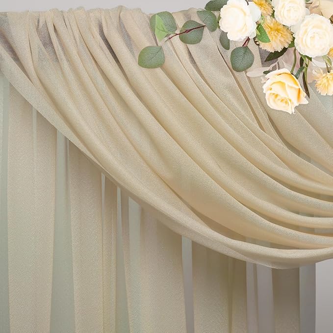 Wokceer Wedding Arch Draping Fabric 6 Panels 28.7" x 20FT Champagne Drapes Sheer Fabric Backdrop Arch Draping Fabric for Wedding Ceremony Birthday Party Bridal Shower Decoration