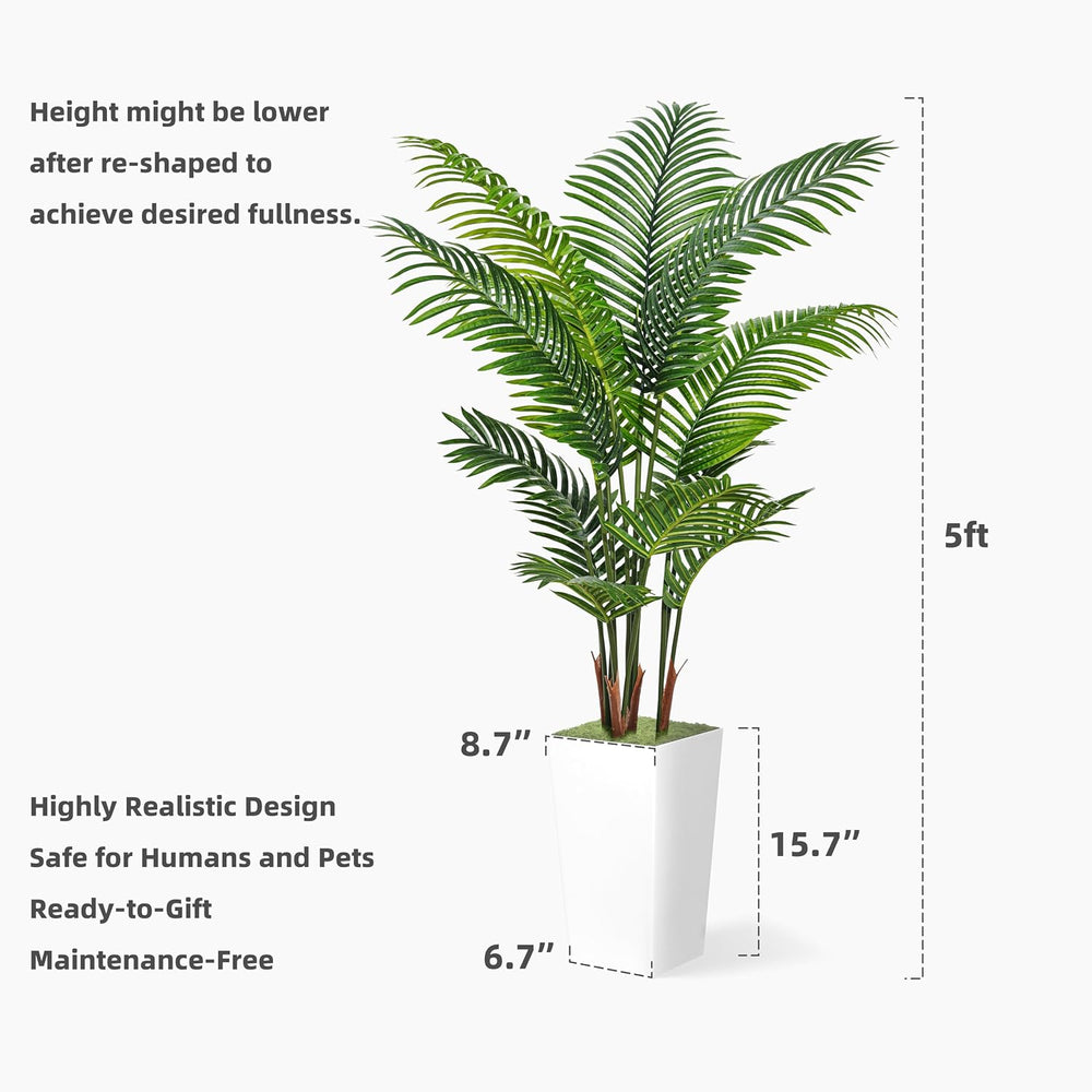 ASTIDY Artificial Plant 5FT Fake Palm Tree with White Tall Planter