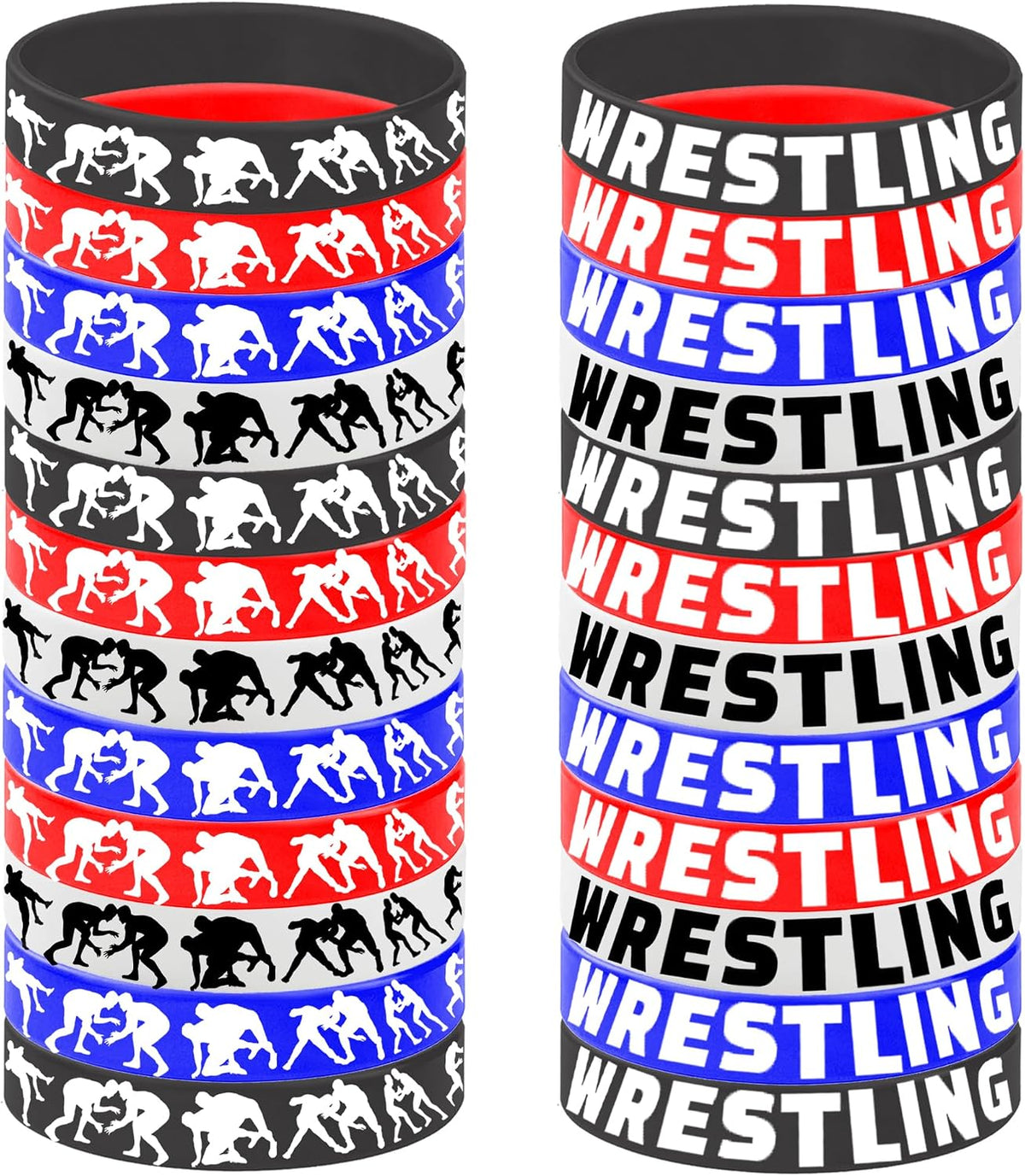24PCS Wrestling Rubber Silicones Wristbands Wrestling Match Themed Birthday Grapple Party Favors Decorations