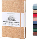 Beechmore Books A4 Sketchbook – 8.5x11 Premium Vegan Leather Bound Large Sketch Book Hardcover with 156 Thick 160gsm Perforated Ivory Pages, Blank Sketch Pad, Gift Boxed, Back Pocket, Ribbon Bookmark