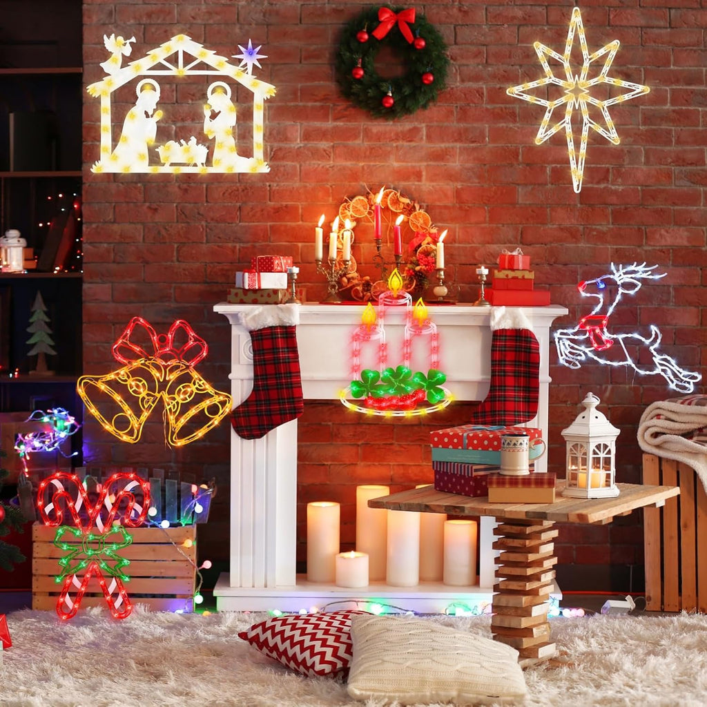 trwymz 16" christmas window silhouette lights decorations, package contents