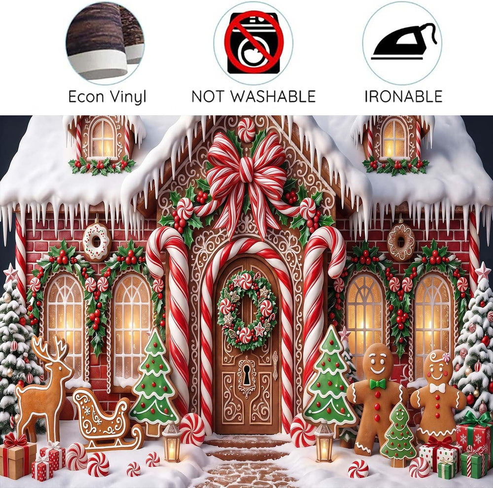 Christmas Gingerbread House Backdrop Banner Xmas Party Decor