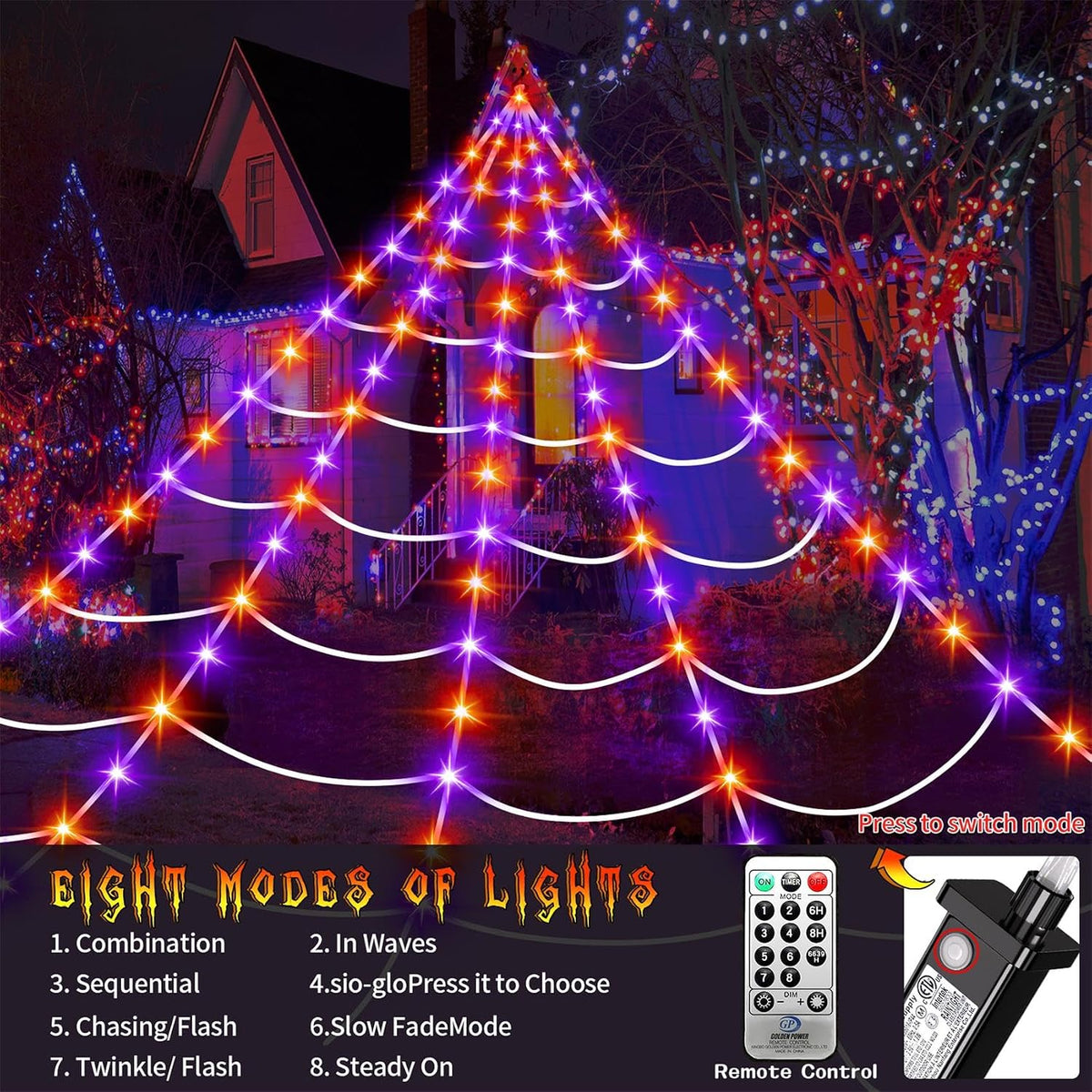 halloween decorations outdoor, 200 led halloween giant spider, package contents