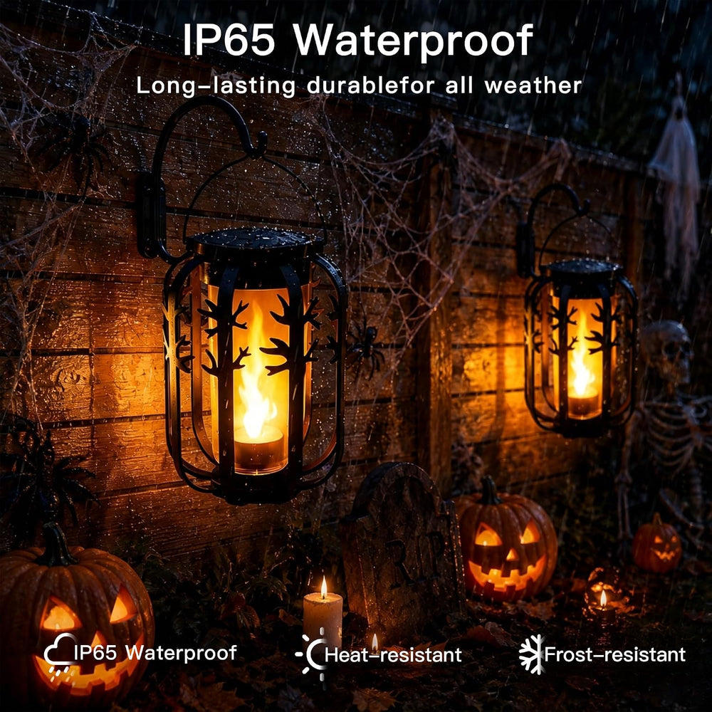 Halloween Solar Lanterns Outdoor 4Packs 4 Lighting Modes USB-C Rechargeable
