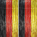 2 Pack Red Black Gold Foil Fringe Backdrop Curtains, Tinsel Streamers Party Decorations, Fringe Backdrop, Door Shimmer for Thanksgiving Day or Birthday Party