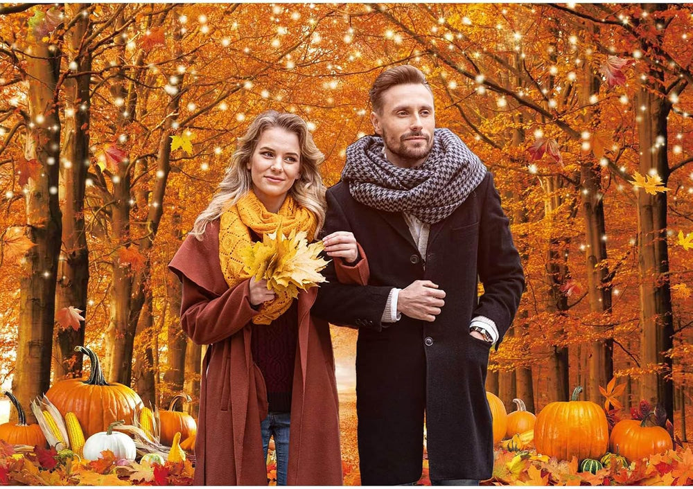 10x8FT Fall Photo Backdrop Maple Leaf Pumpkin for Photography Background Autu...