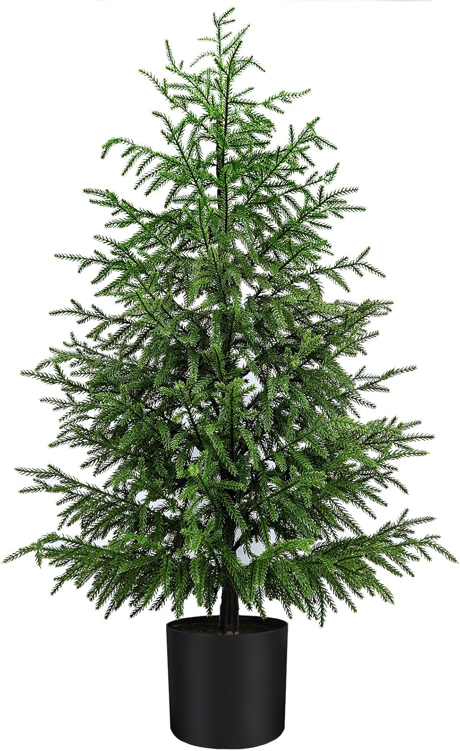 4FT Norfolk Pine Christmas Tree, Unlit Artificial Tree in Pot, Soft-Touch PE ...
