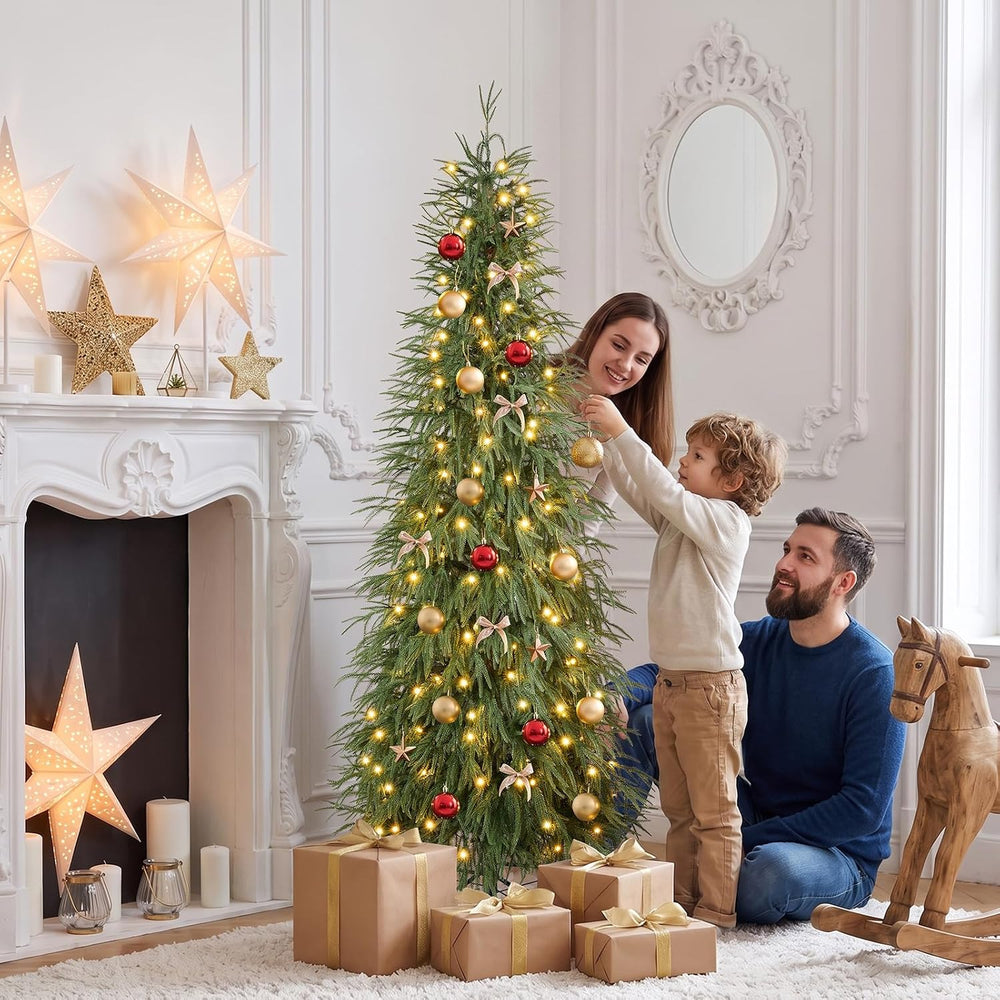 7ft Prelit Christmas Tree,Tall Xmas Tree with Lights