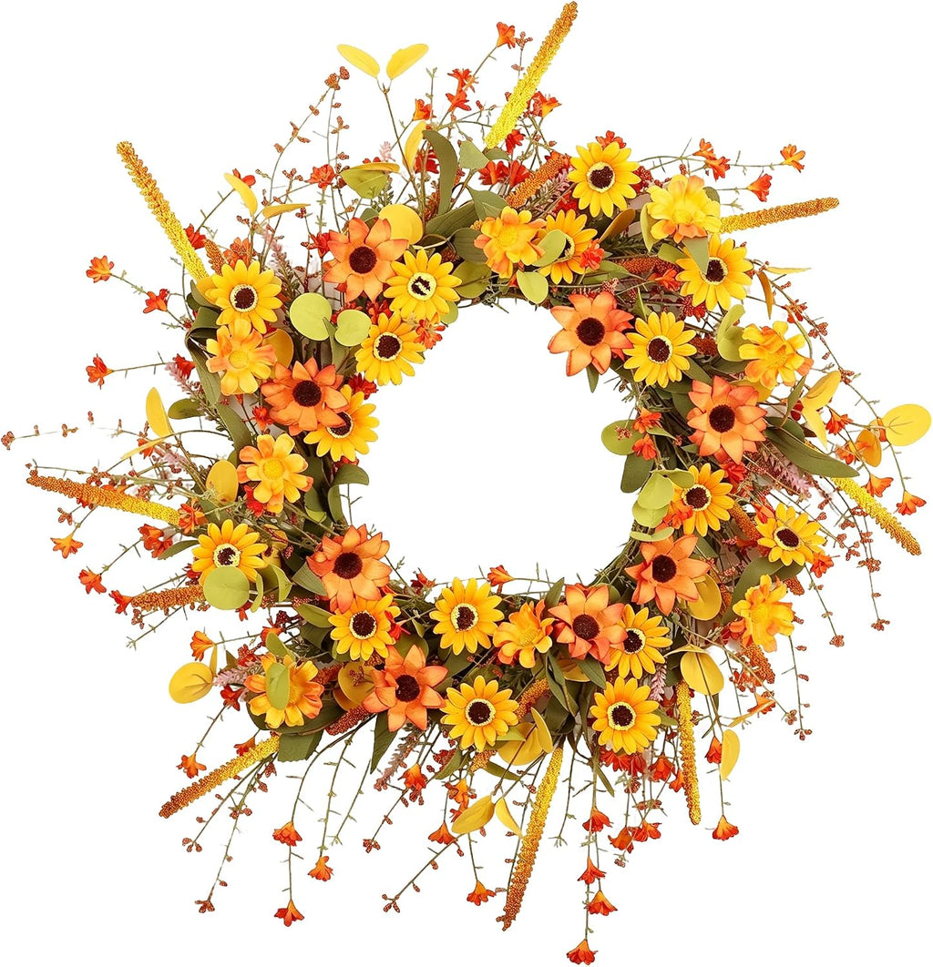 Fall Wreath for Front Door 26 inch Autumn Sunflower Harvest Outdoor