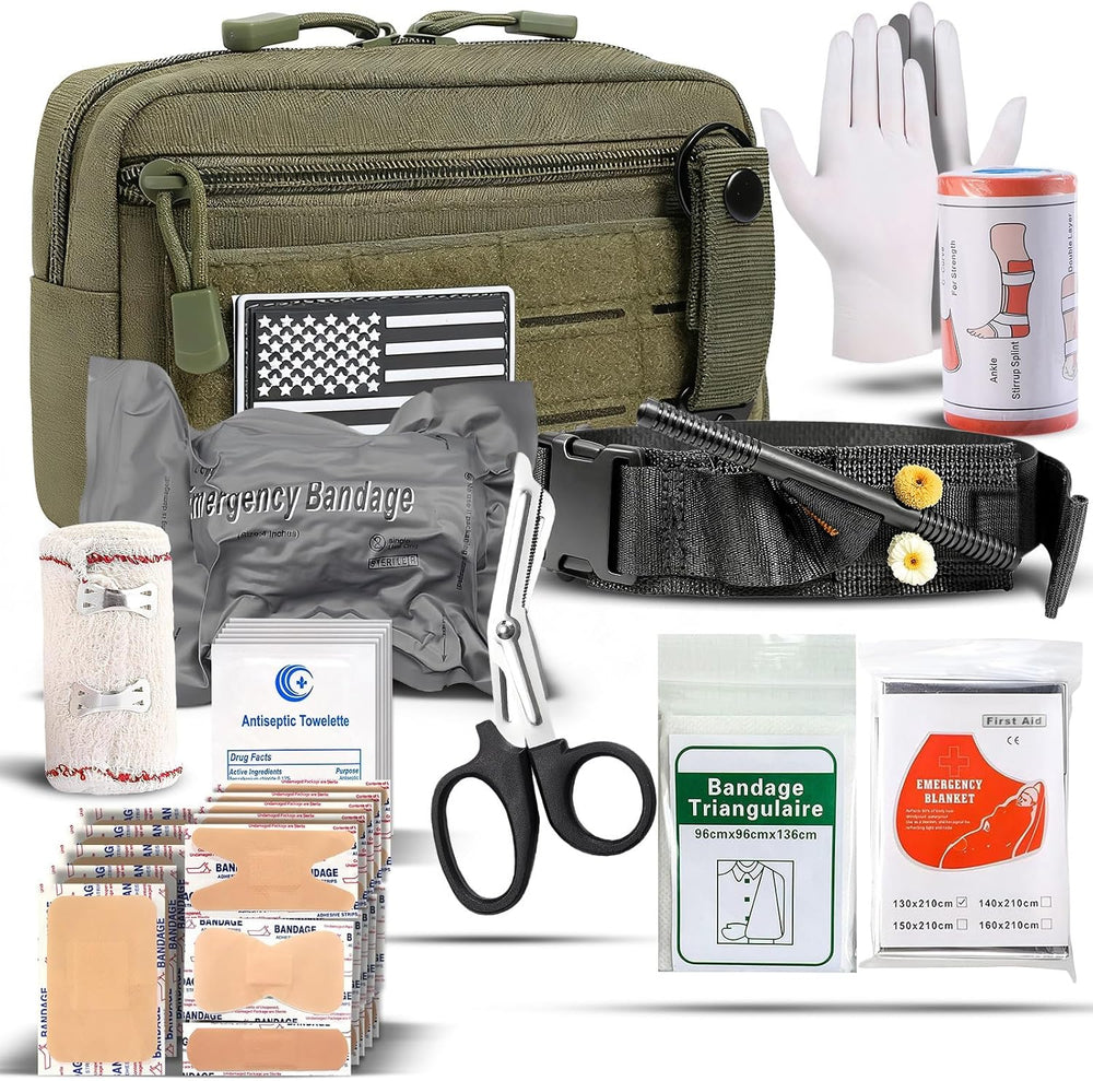 IFAK Trauma Kit with Tourniquet, 4-Inch Israeli Bandage, Elastic Bandages, Se...